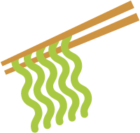 ユーグレナ入りの麺のイラスト